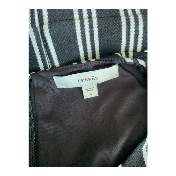 Lark & Ro Black White Striped Sheath Dress Back Zip Size L - Picture 6 of 7